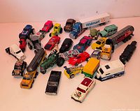Top-down view showing full assortment of die-cast vehicles