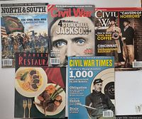 Five Civil War-themed magazines laid out for identification