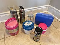 Group shot of all nine items on tile floor