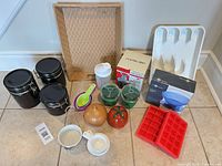 overview of all kitchen items on floor