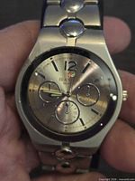 Front view of Biancchi chronograph watch showing dial and hands