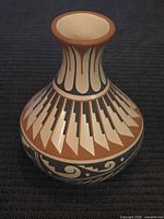 Full view of signed N. Sandia Jemez Pueblo pottery vase