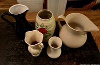 Group shot of all five pottery pieces