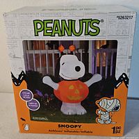 Retail box front showing Peanuts Snoopy inflatable graphics and branding