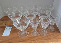 front view showing all 10 crystal stemware pieces