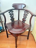 Full view of hardwood corner armchair