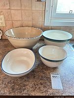 All four bowls displayed together on countertop