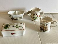 All four porcelain items group view