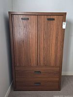Front view of closed laminate armoire