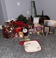 Full lot view showing all Christmas decor items together