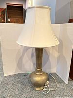 Full view of lamp with shade showing overall appearance and wiring