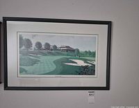 Full view of framed Glen Abbey print on wall