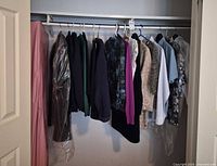 Closet rod view of entire assortment of garments