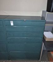 front view showing five drawers and overall color