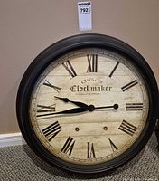 Front view of 24 in. Chester Clockmaker wall clock showing face details