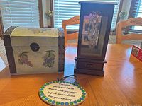 Chest, jewelry cabinet, plaque overview