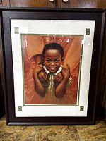 Front view showing artwork, matting and frame