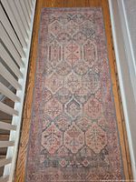 Full view of runner rug showing entire pattern and coloration