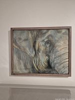 Front view of framed elephant painting