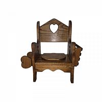 Front view showing full potty chair with heart backrest and both side holders