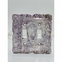 Front view of square purple marbled ceramic double toggle plate