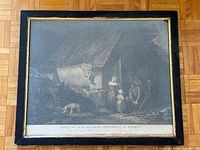 Full view of framed etching with title visible