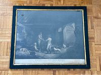 full view of framed etching