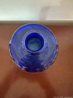 Top view of cobalt blue glass vase opening