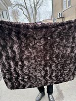 Front of dark brown faux-fur blanket