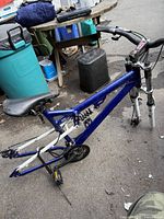 Full view of bike frame assembly without wheels