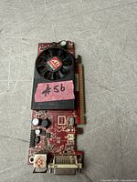 Full view of ATI Radeon graphics card showing fan and PCB
