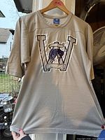 Front view of Champion youth large T-shirt showing graphic and overall condition