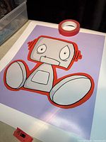 Full view of Jeff Walker print showing cartoon robot artwork