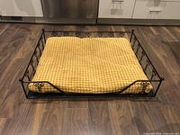 Pet bed with cushion in place, showing overall look and size