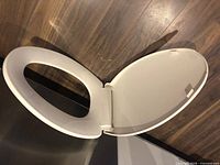 Seat open showing elongated shape and hinges