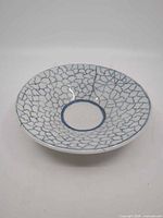 Top view of saucer showing blue crackle glaze pattern