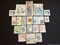 All 22 greeting cards laid out showing fronts