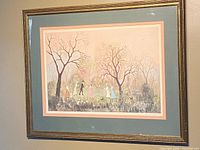 Full view of framed print on wall