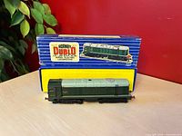 Locomotive in front of original box