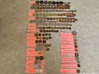 Overall layout of entire coin lot with country labels