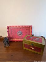 Full view of tray, box and candle holder