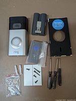 Ring Video Doorbell with battery, faceplate, bracket, wedge, hardware, screwdrivers