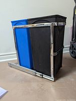 Chrome frame and two bins assembled, side view