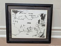 framed black-and-white USSR missile map print