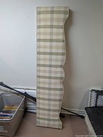 Full view of fabric valance standing upright