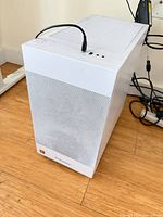 Front and top view of white Powerspec desktop tower