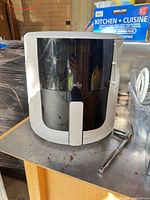 Front view of Bella air fryer showing display, handle, overall condition