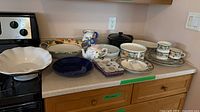 Group shot of all dishes on kitchen counter