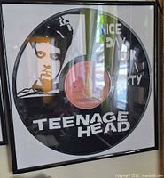 Front view showing framed Teenage Head vinyl art, graphic, label and frame