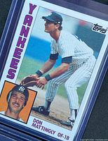 Front of 1984 Topps Don Mattingly rookie card in sleeve